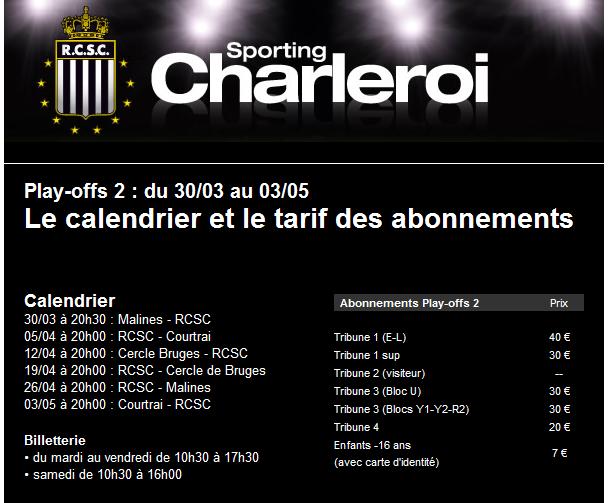 Calendrier Playoffs 2B